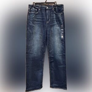 American Eagle Ex-Boyfriend Jeans 8 Long High Rise Dark Wash NWT